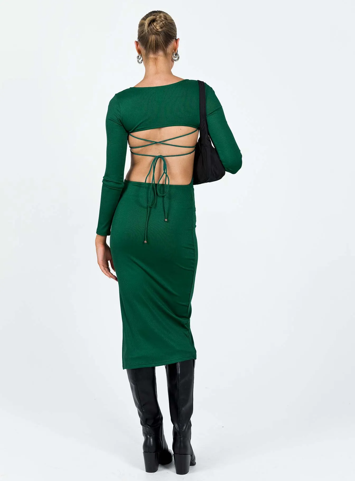 Esplin Long Sleeve Midi Dress Green