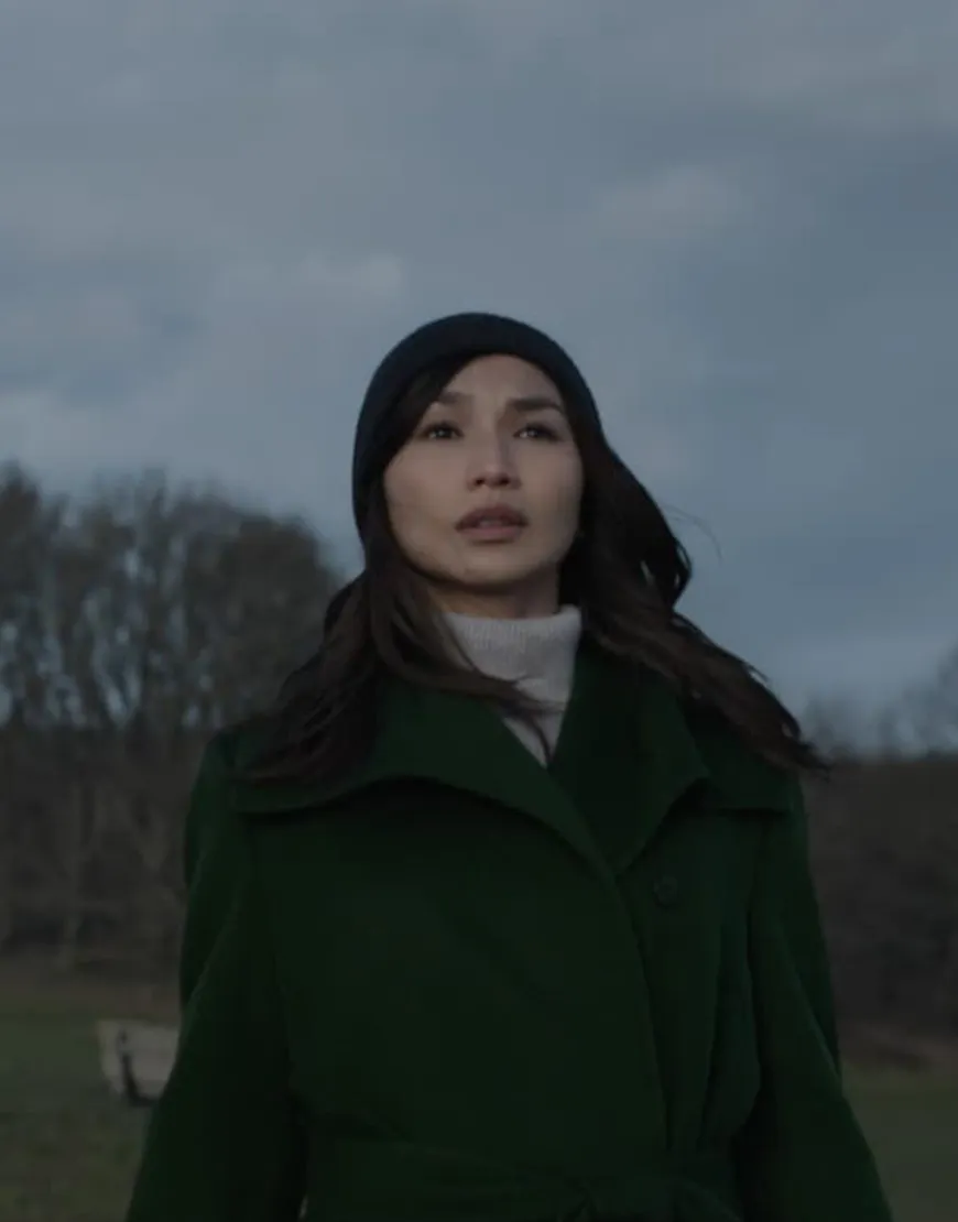 Eternals 2021 Gemma Chan Coat | Sersi Green Wool-Blend Trench Coat