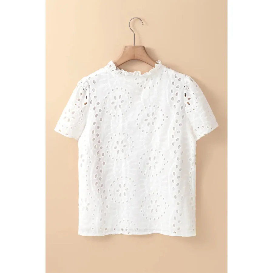 Eyelet Frill Short Sleeve Blouse