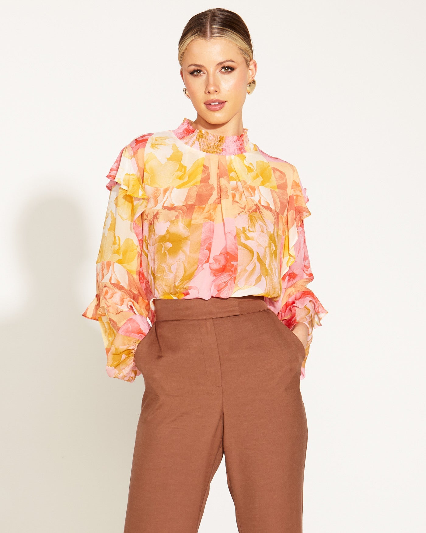 FB Earthly L/S Sheer Blouse - Paradise Floral