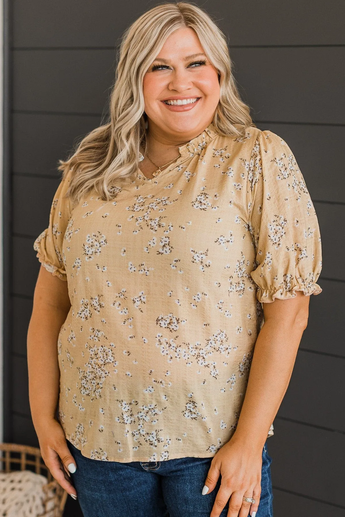 Feeling Happy Floral Blouse- Dusty Yellow