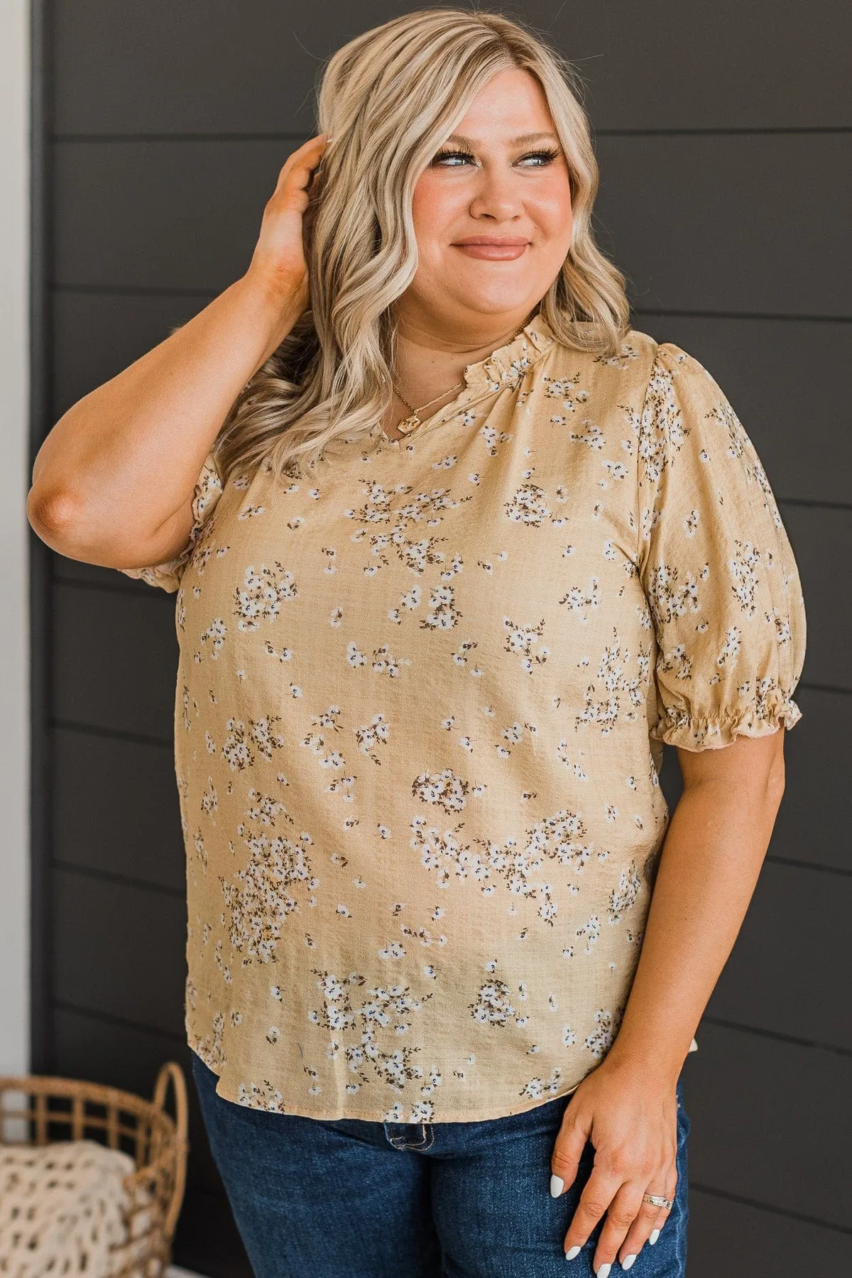 Feeling Happy Floral Blouse- Dusty Yellow