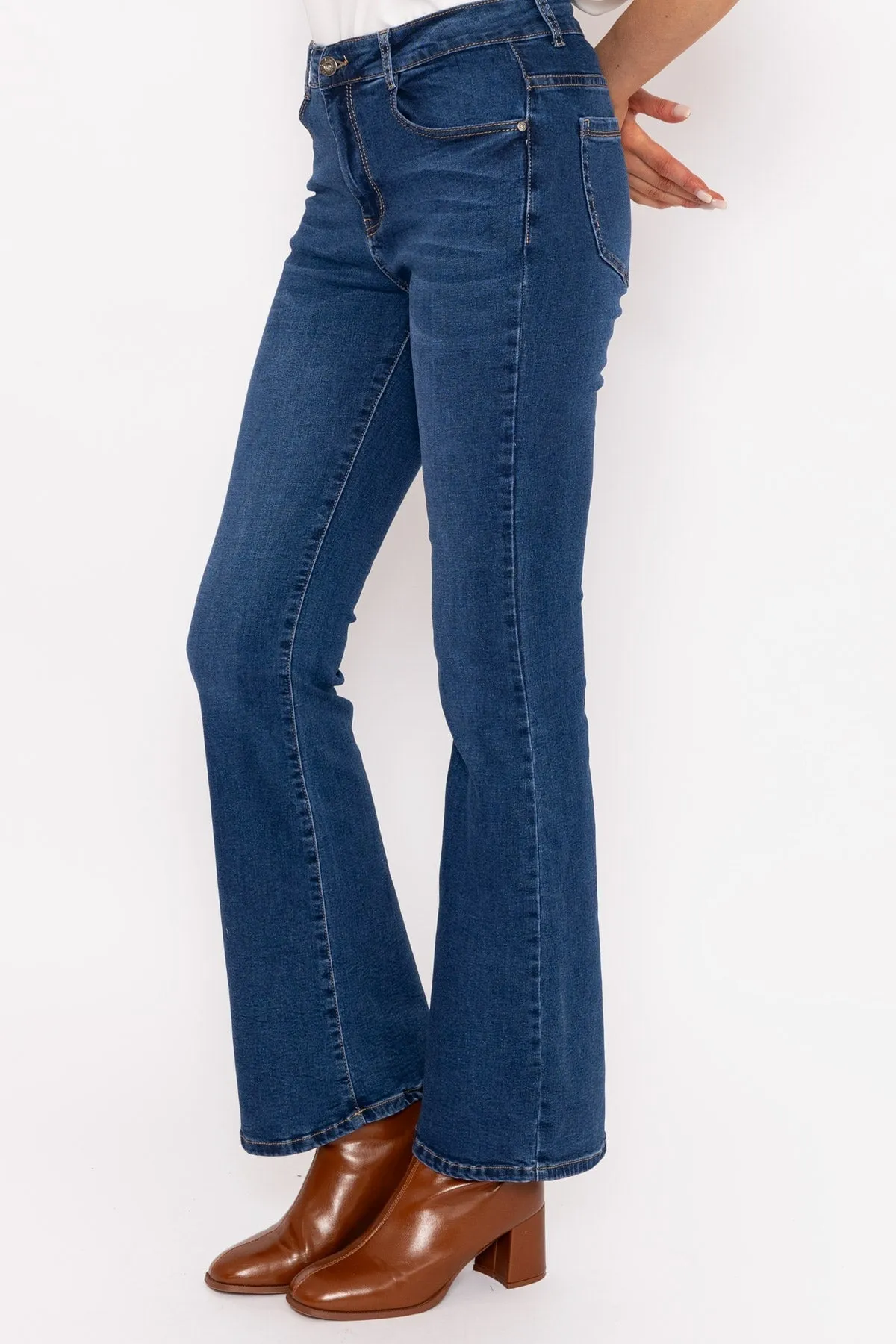 Flare Denim Jeans in Indigo