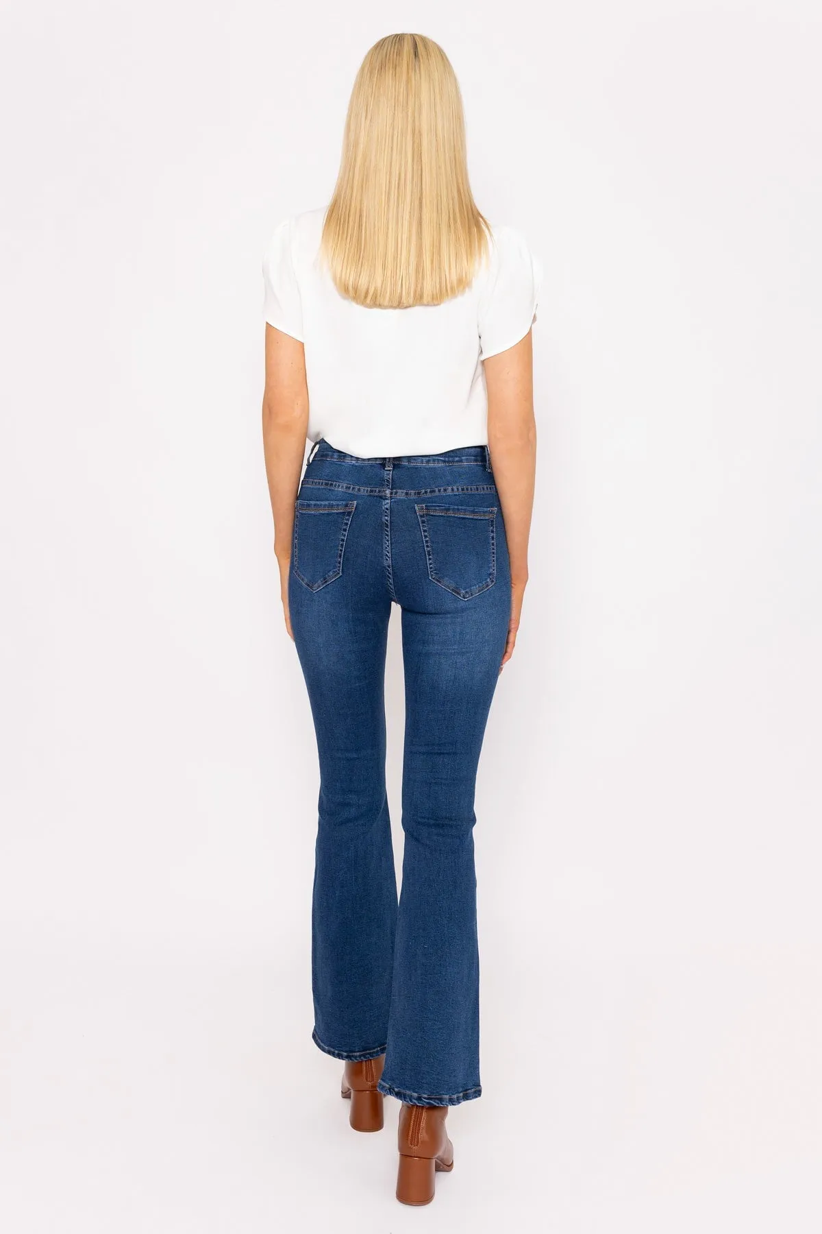 Flare Denim Jeans in Indigo