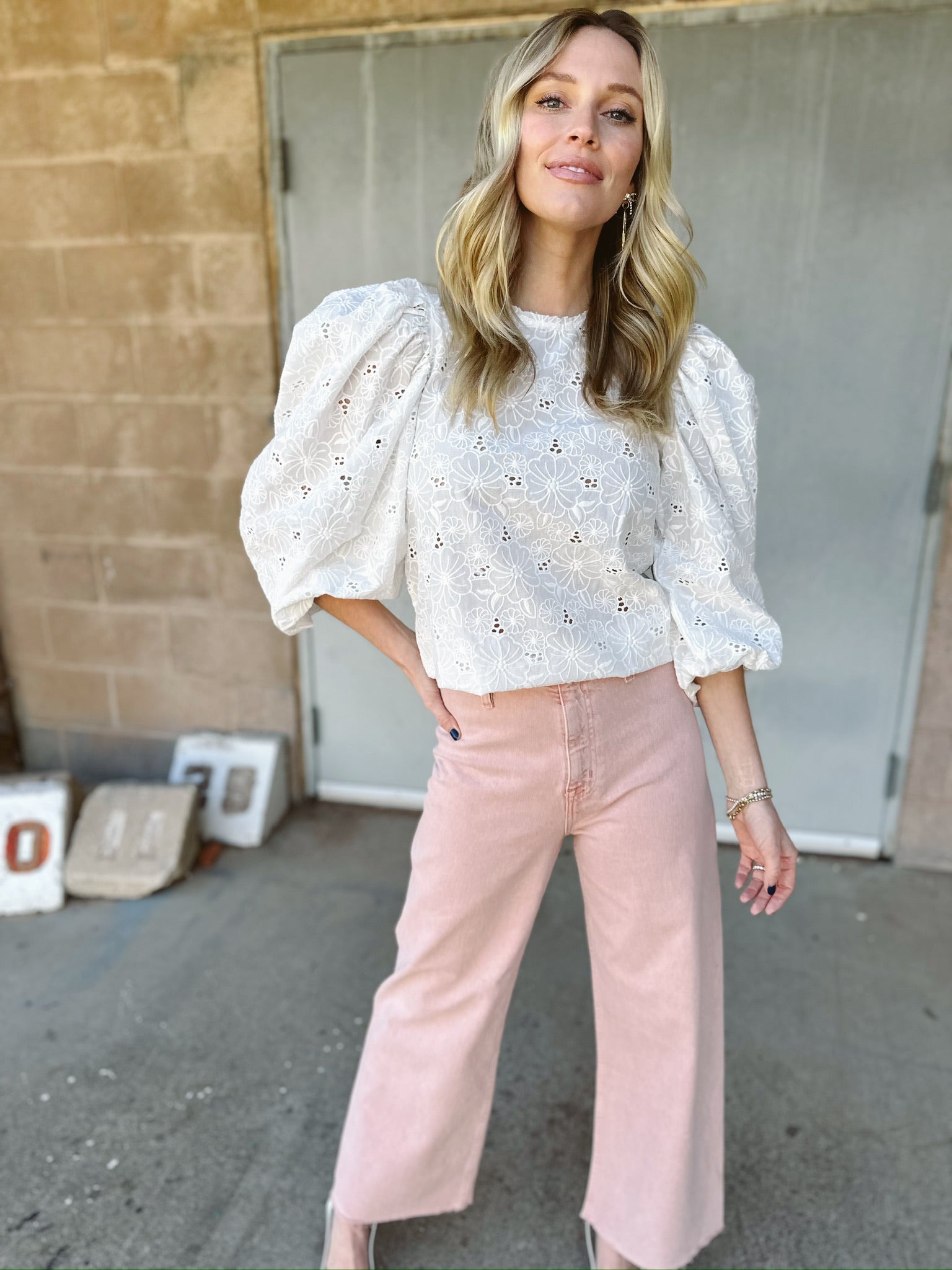 Floral Eyelet Top | White