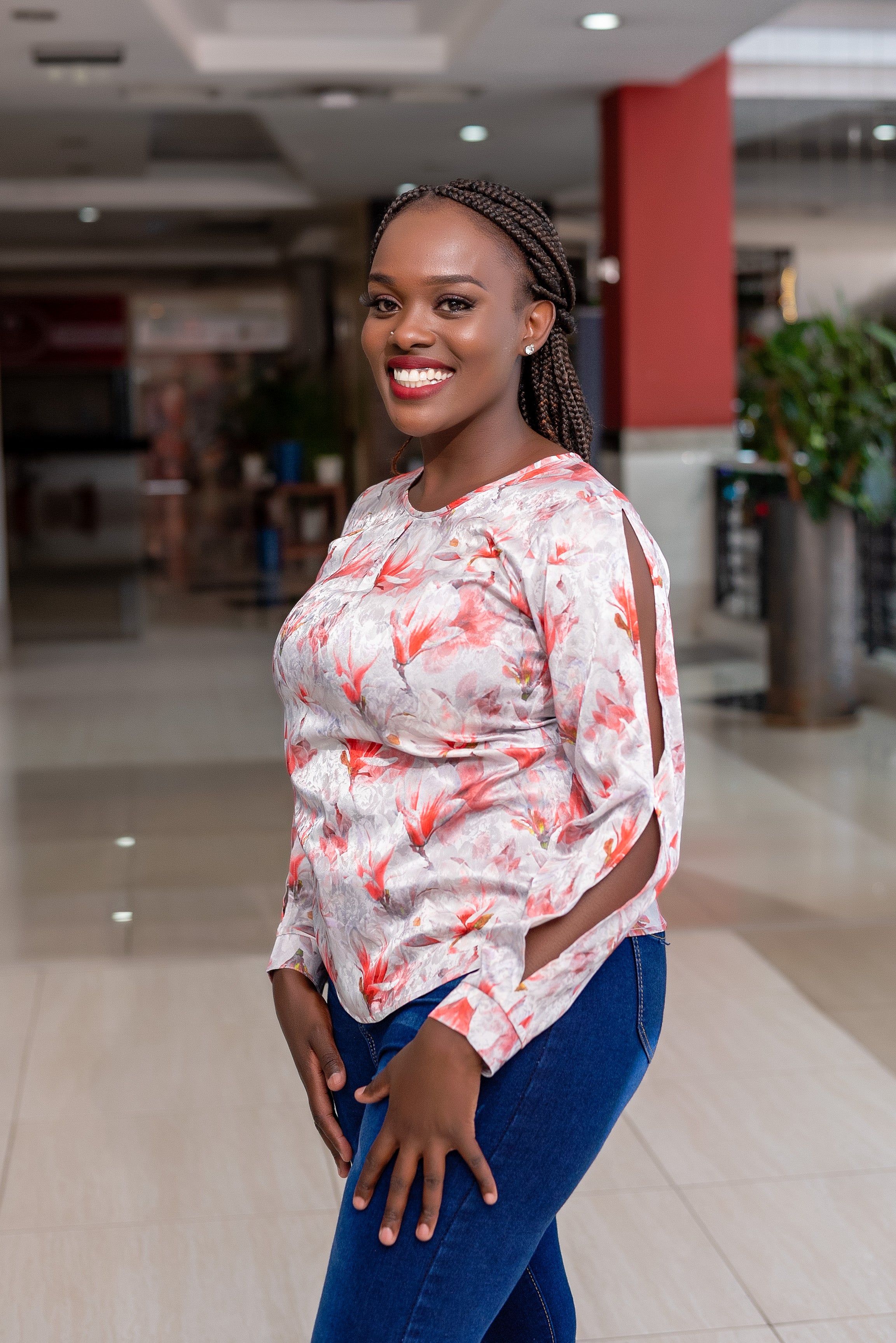 Floral silk top