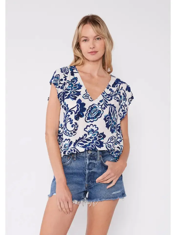 Floral Tile Print Top