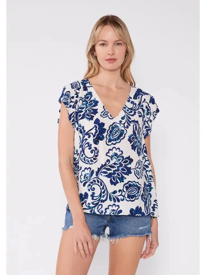 Floral Tile Print Top