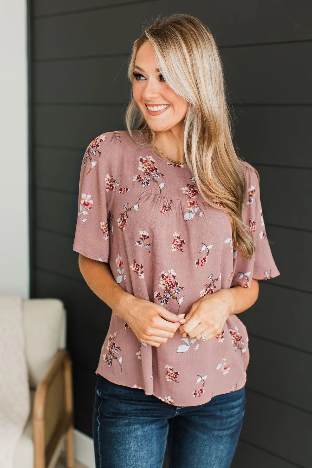 Forever Special Floral Blouse- Mauve