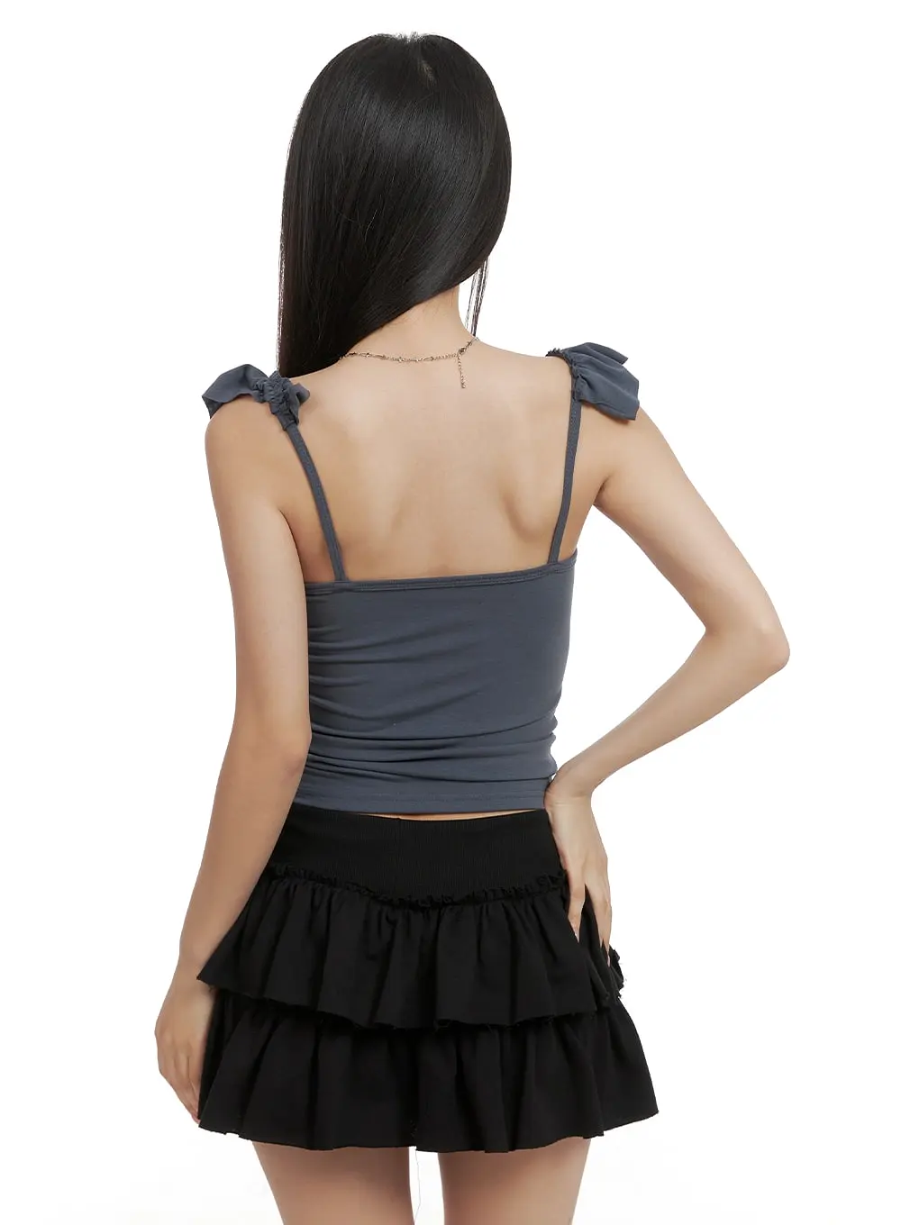 Frill Square Neck Sleeveless Top CA409