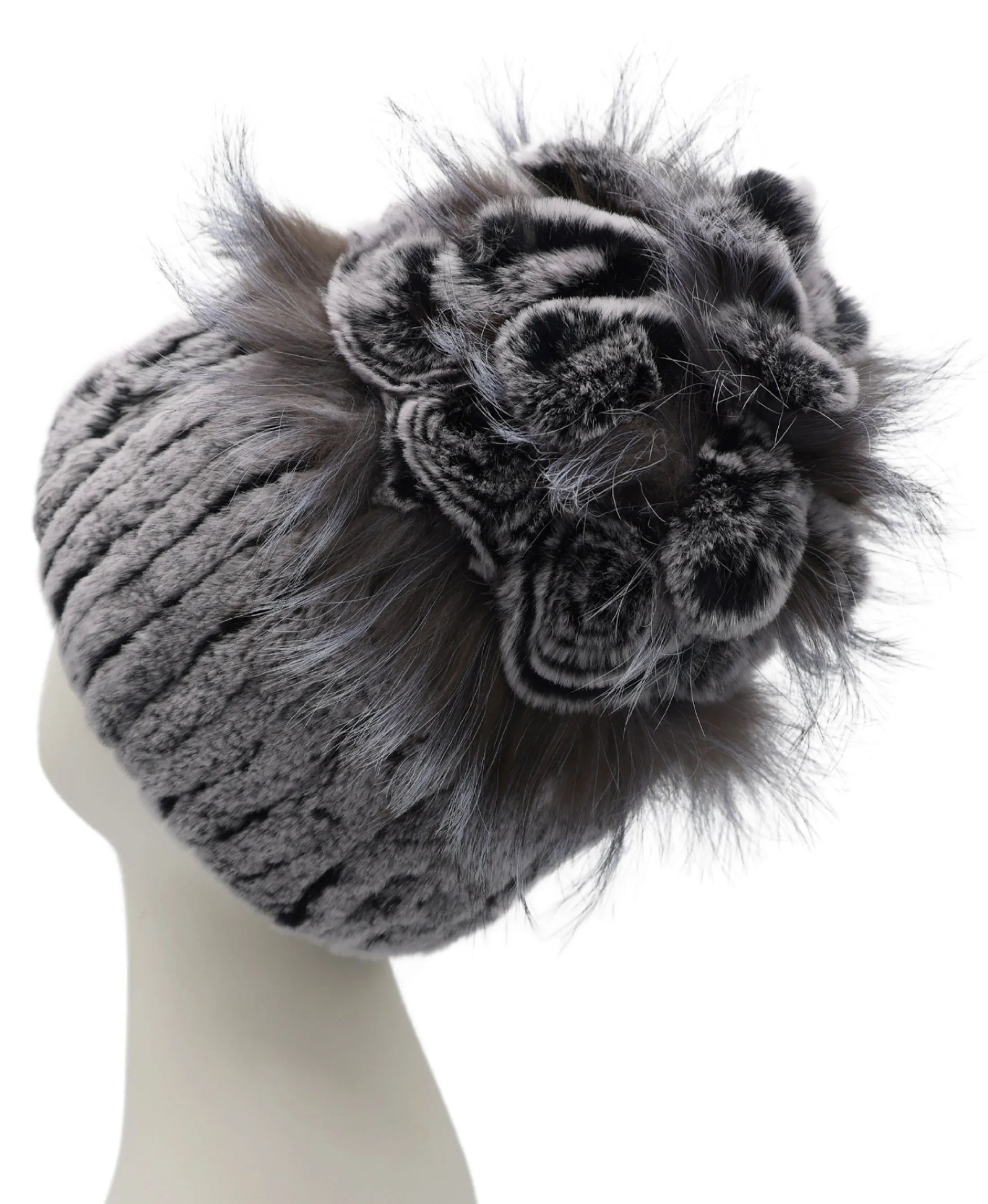 Fur Hat w/ Rosettes