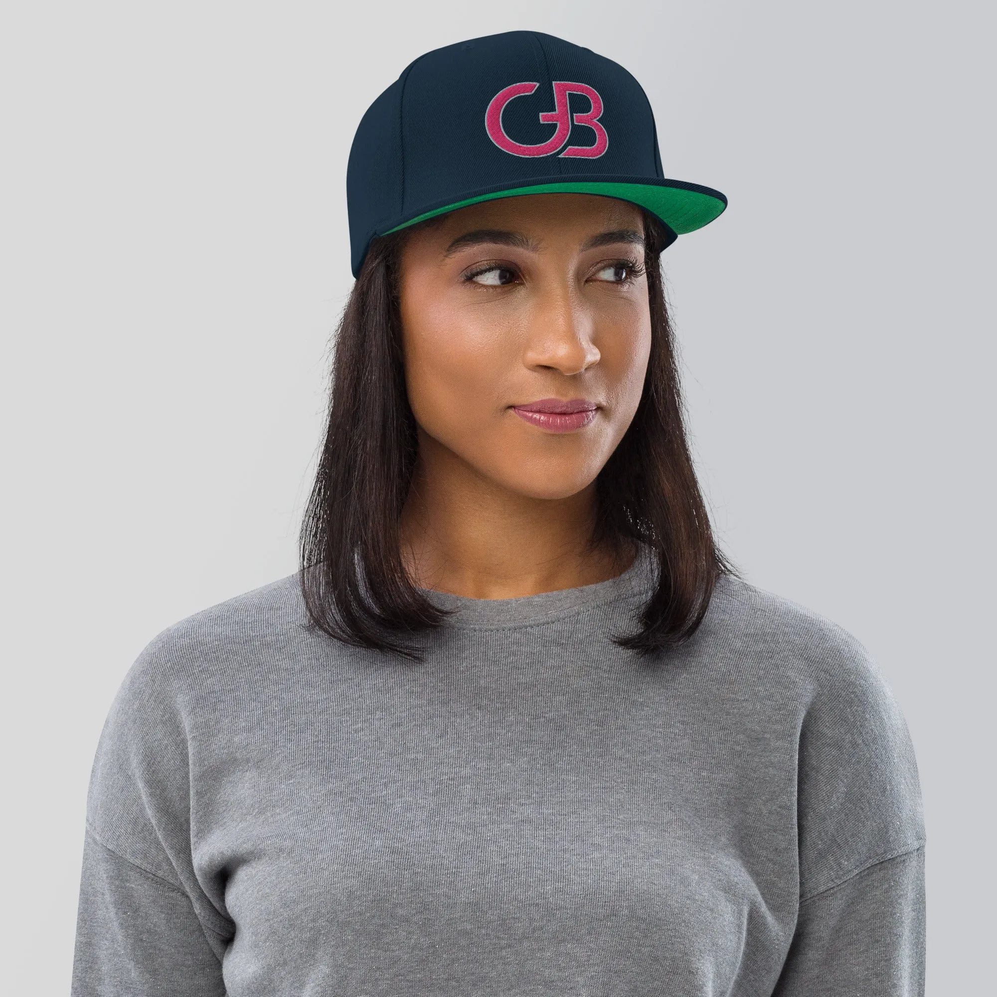 Gerald Black Unisex Snapback GB Logo Halo Flat Brim Hat PinkGry