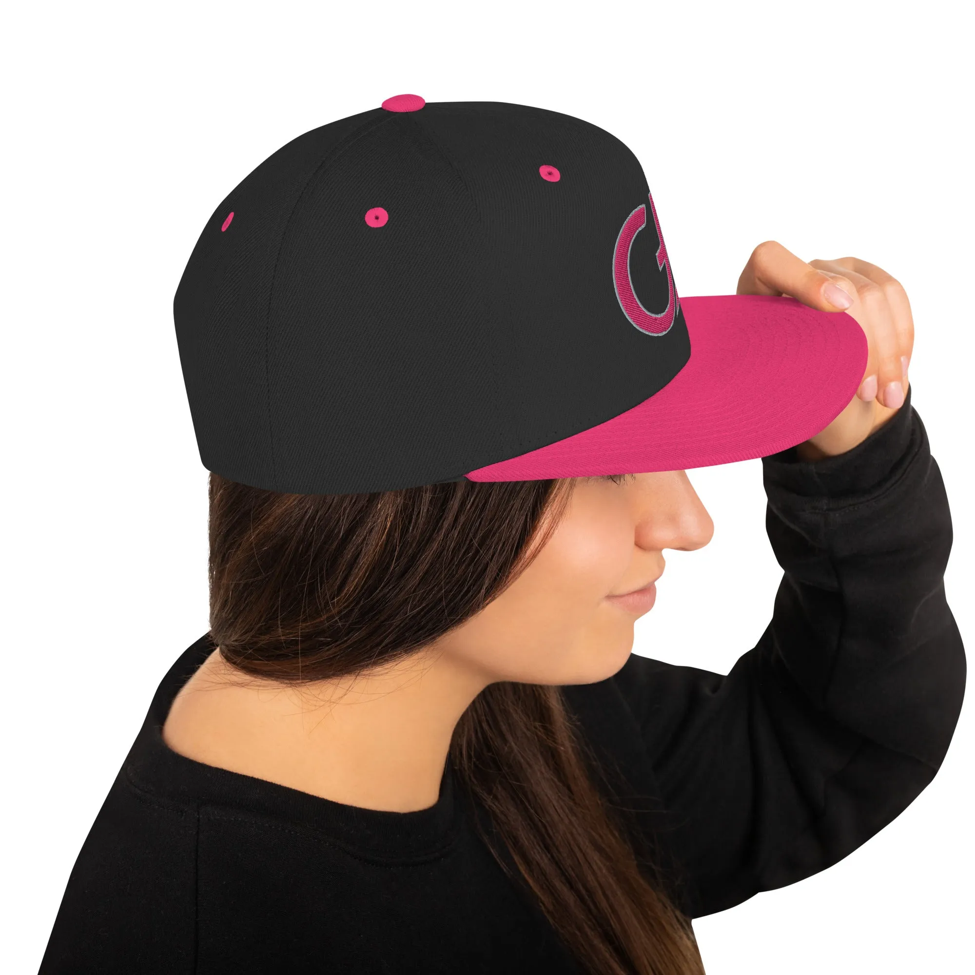 Gerald Black Unisex Snapback GB Logo Halo Flat Brim Hat PinkGry