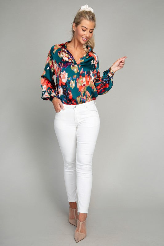 GIGI SATIN FLORAL BLOUSE [ONLINE EXCLUSIVE]