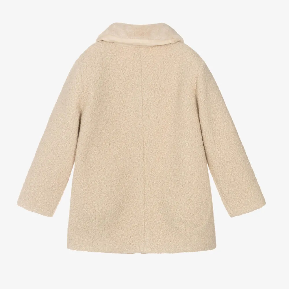 Girls Beige Bouclé Coat