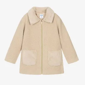 Girls Beige Bouclé Coat