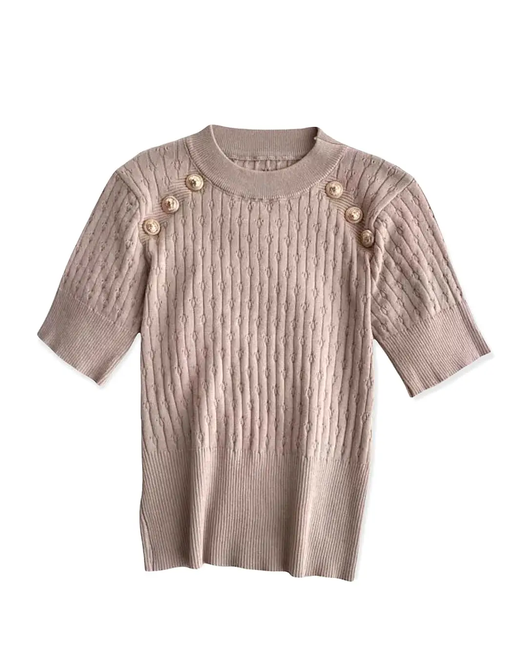 Gold Buttoned Knit Top