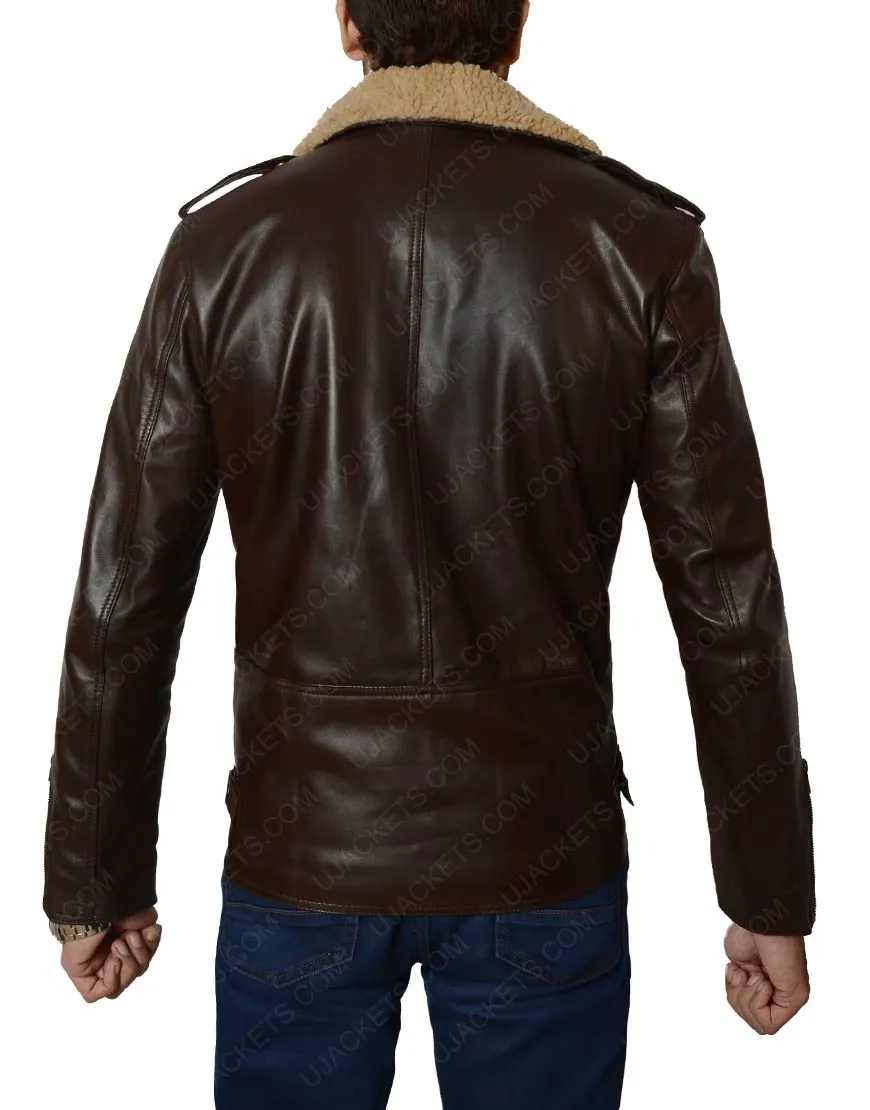 Harry Styles Brown Leather Jacket with Fur Collar - Harry Styles Jacket