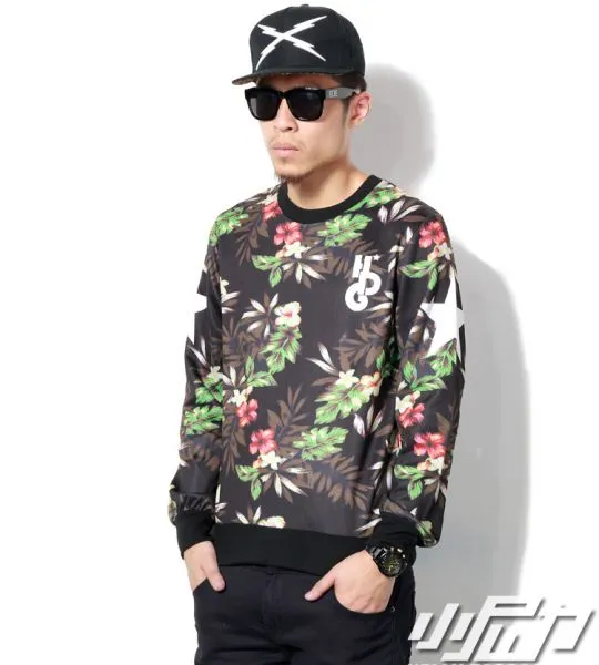 Hawaiian Swag Flower Print Jumper for Men with #99 Back