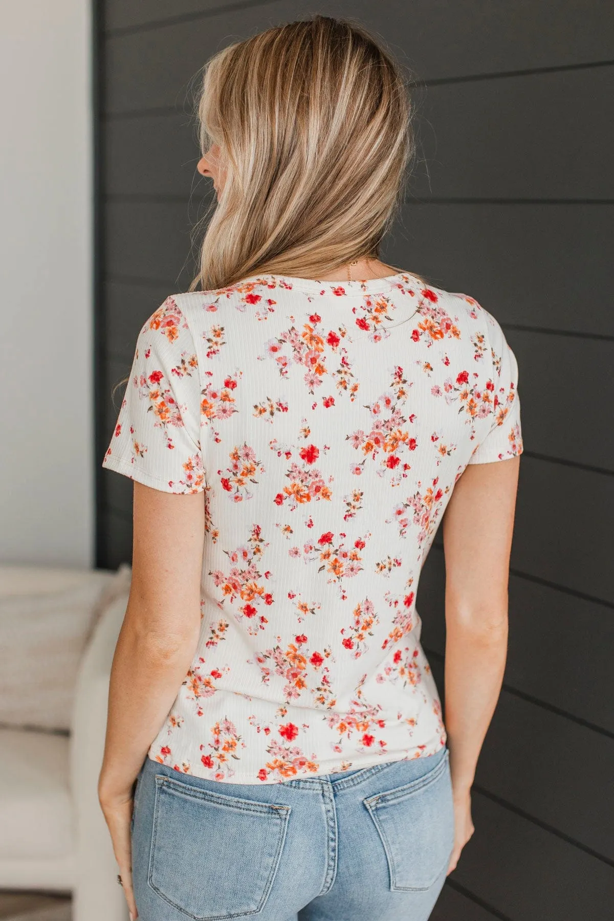 Hold Out Your Hand Floral Top- Ivory & Coral