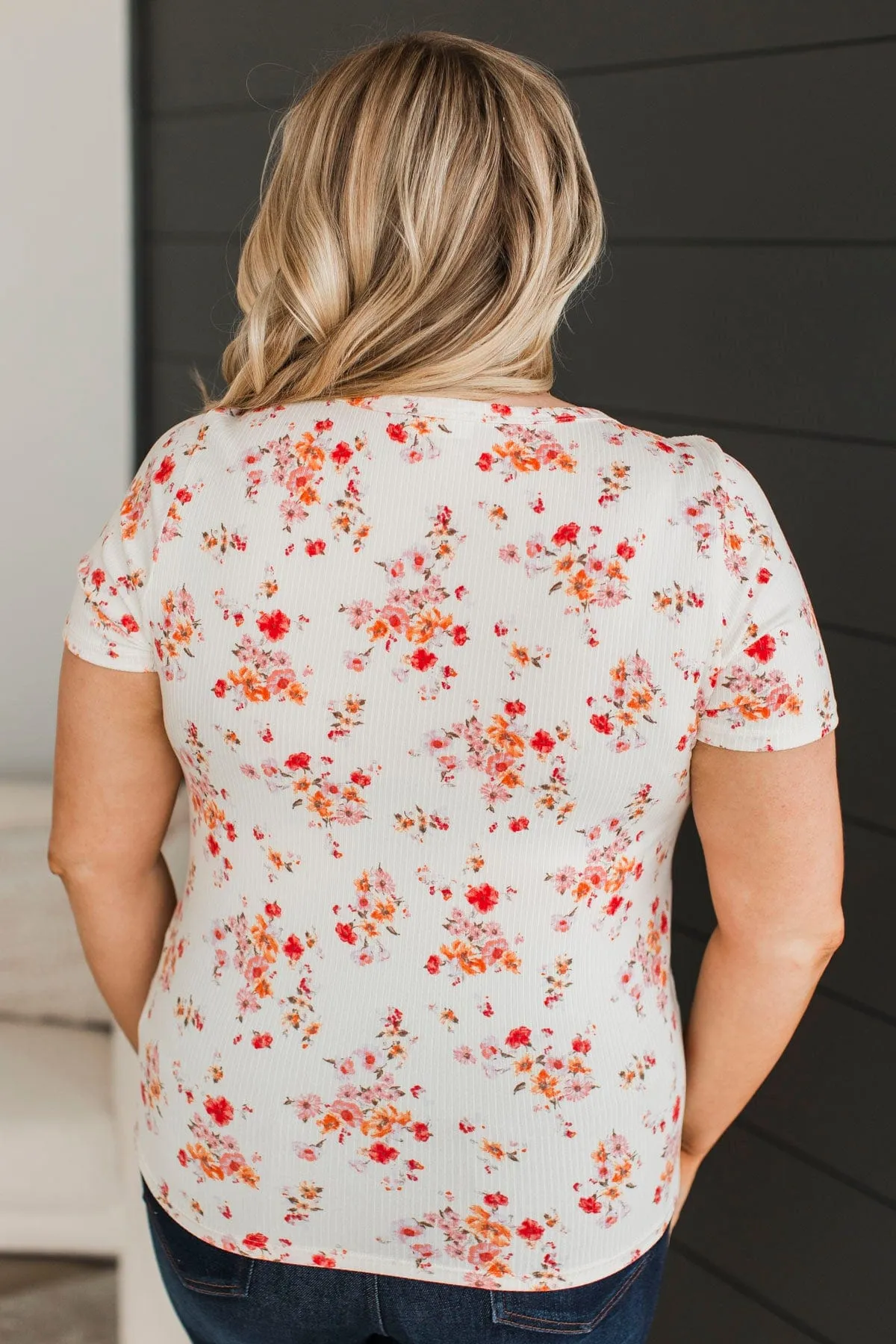 Hold Out Your Hand Floral Top- Ivory & Coral