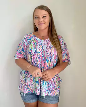 Isabella Aqua Floral Top