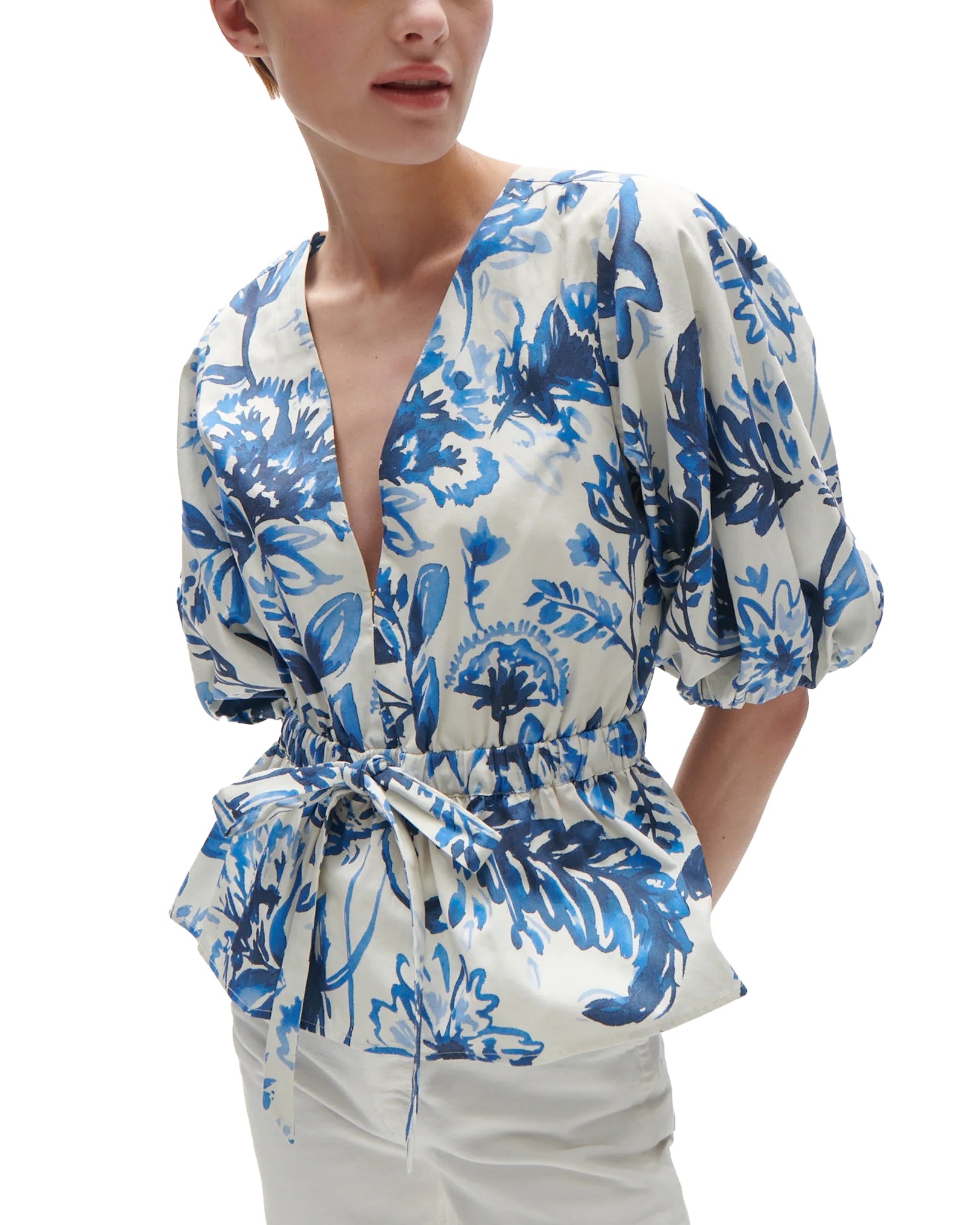 Joyce Top (Porcelain Floral Blue)