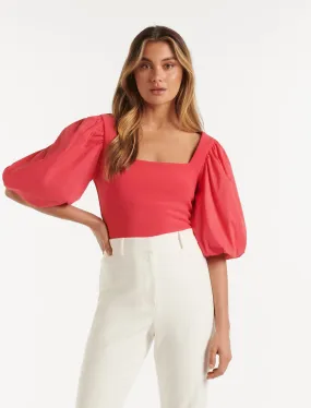 Lainey Crepe Balloon Sleeve Top