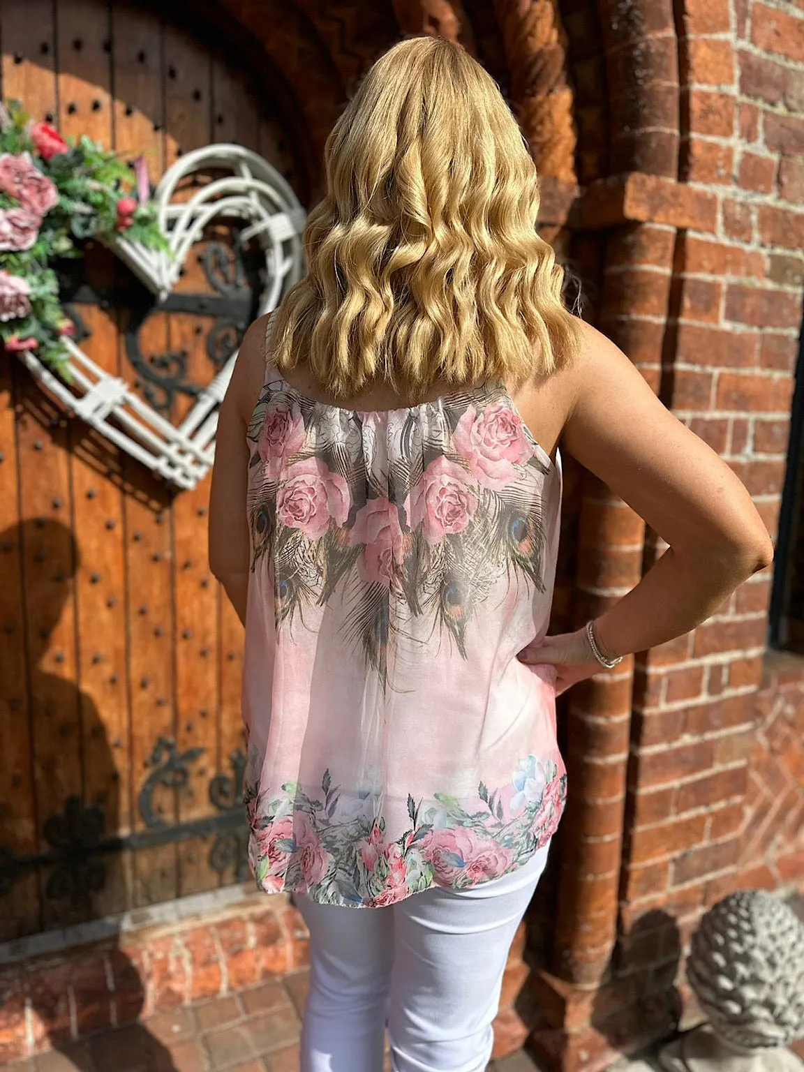 Lipstick Peacock Floral Plait Flow Top Maddie