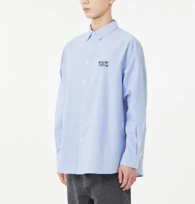 LMC  |Unisex Street Style Long Sleeves Plain Cotton Logo Shirts