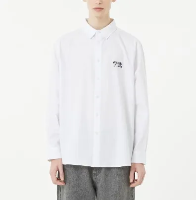 LMC  |Unisex Street Style Long Sleeves Plain Cotton Logo Shirts