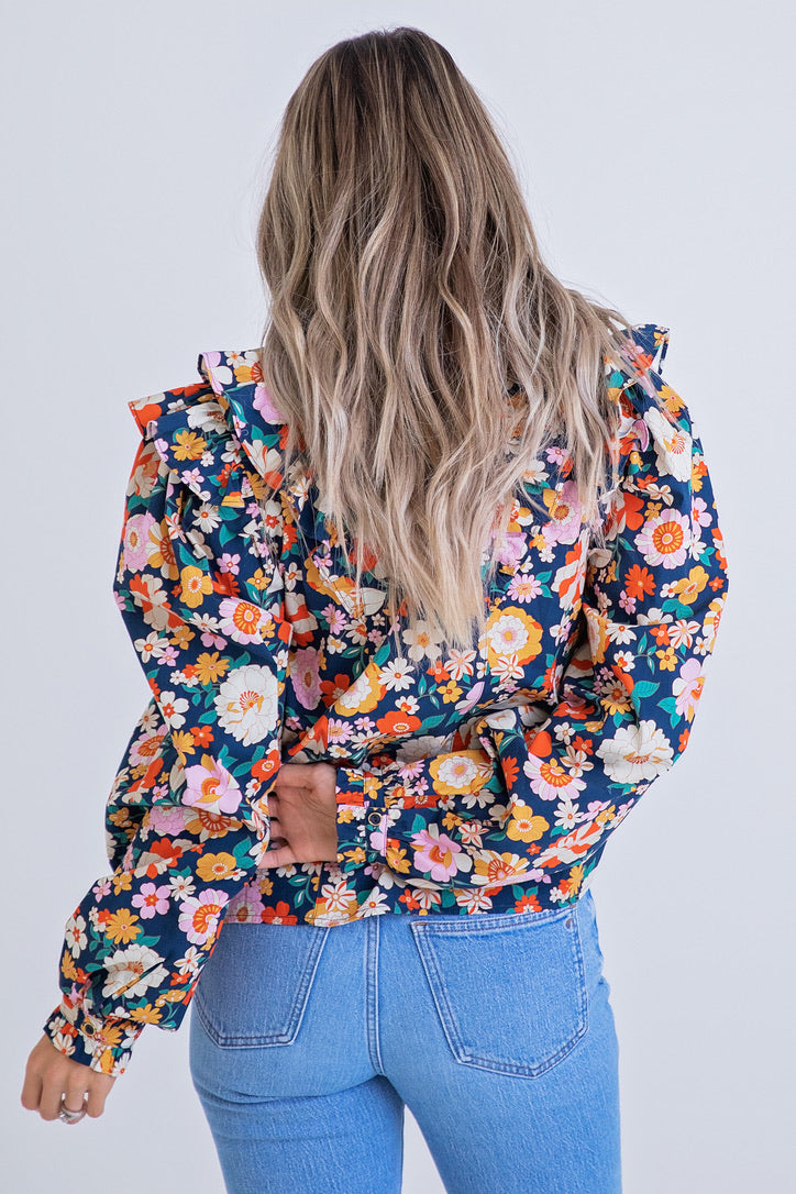 London Floral Button Top