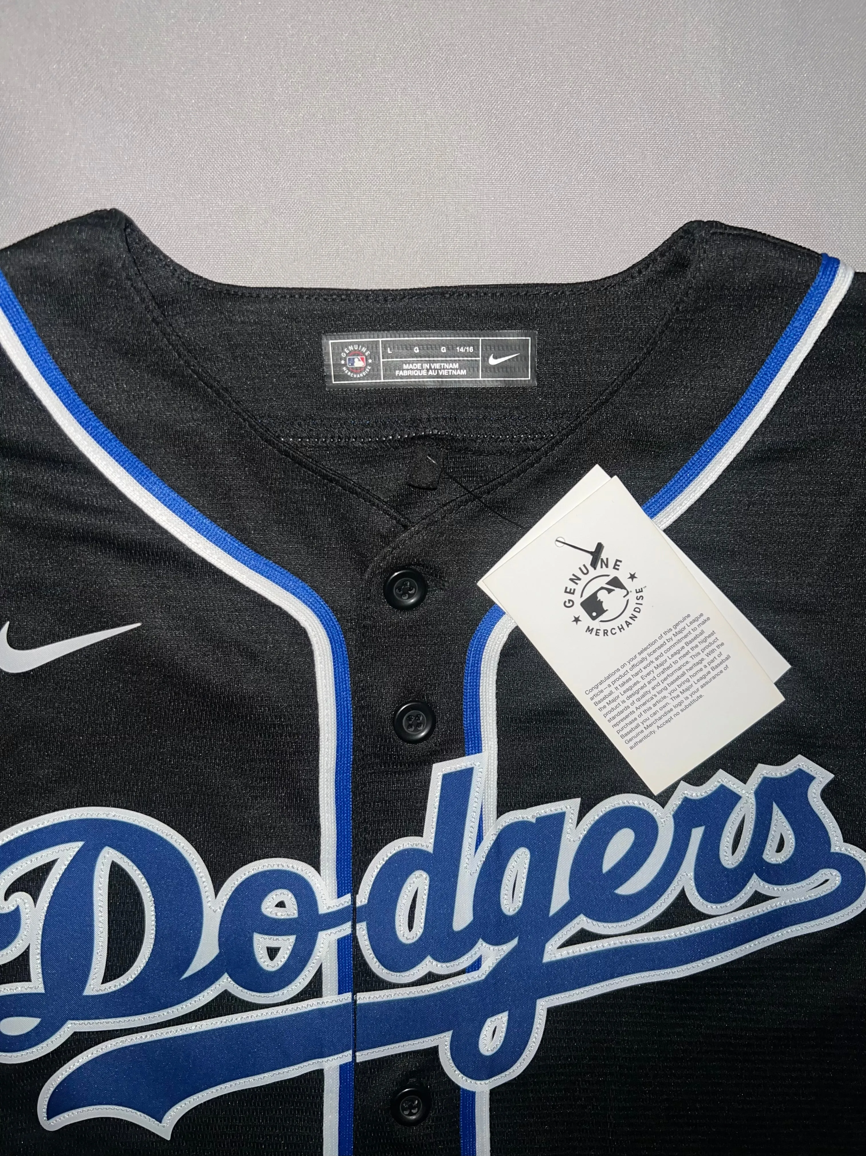 Los Angeles Dodgers MLB Nike Genuine Merchandise Black Youth Jersey