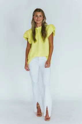 Lovable Energy Neon Yellow Short Sleeve Blouse