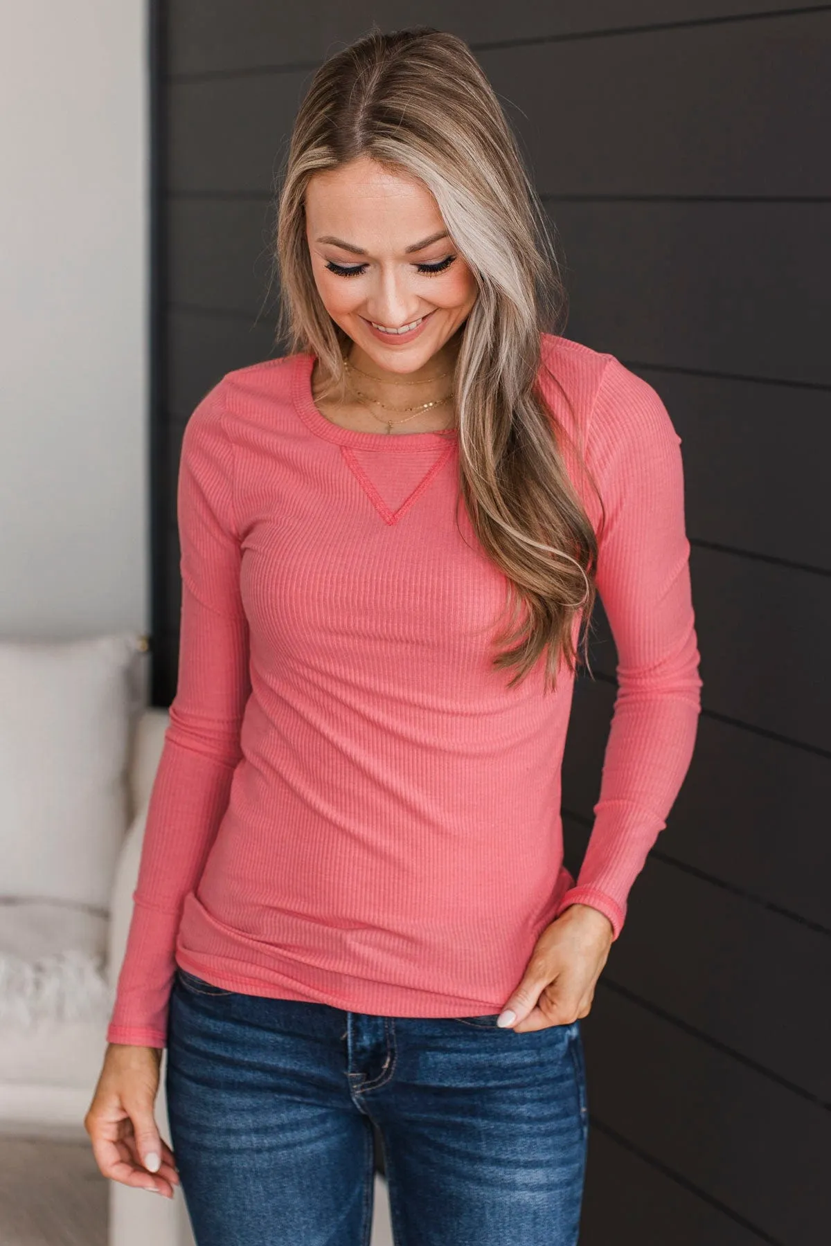 Love You Forever Knit Top- Coral