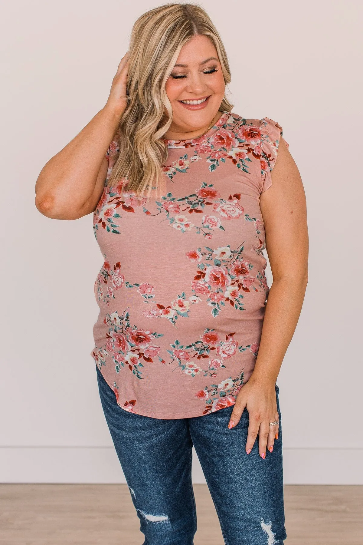 Make An Impact Floral Top- Blush