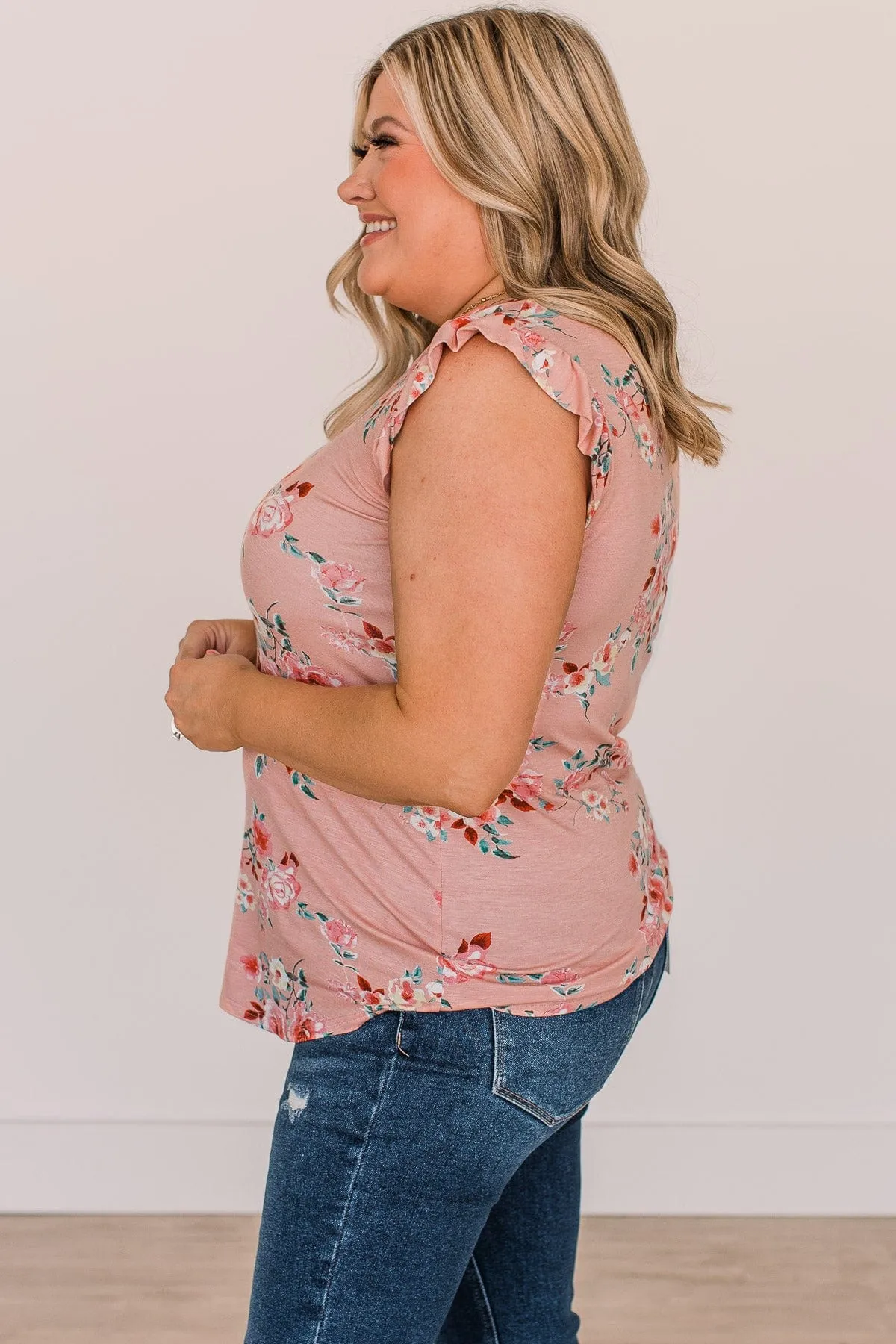 Make An Impact Floral Top- Blush