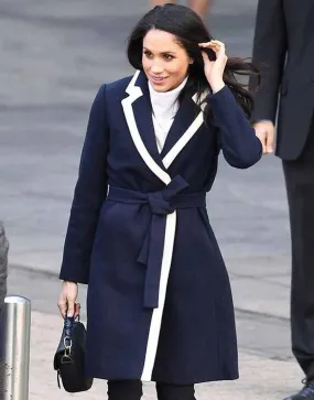 Meghan Markle Blue Wrap Coat