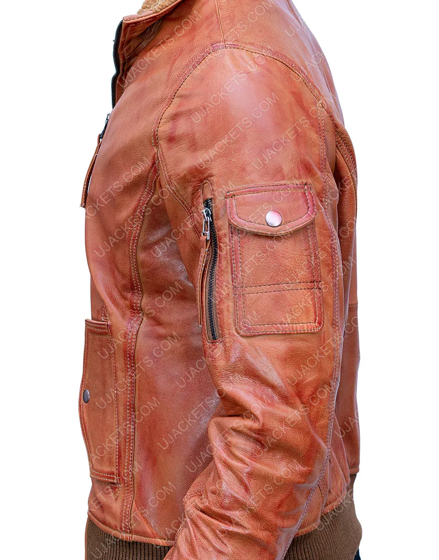 Men's Brown Leather Motorcycle Hooded Jacket - Biker Jacket | ujackets