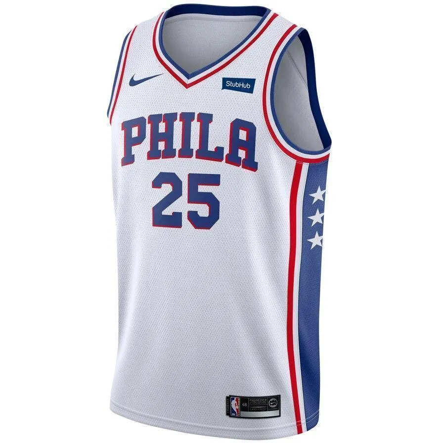 Men's Nike Ben Simmons White Philadelphia 7ers Swingman Sponsor Patch Jersey  Association Edition  White