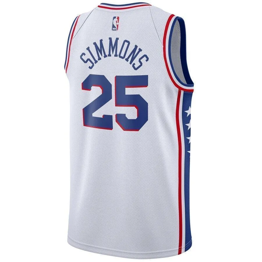 Men's Nike Ben Simmons White Philadelphia 7ers Swingman Sponsor Patch Jersey  Association Edition  White