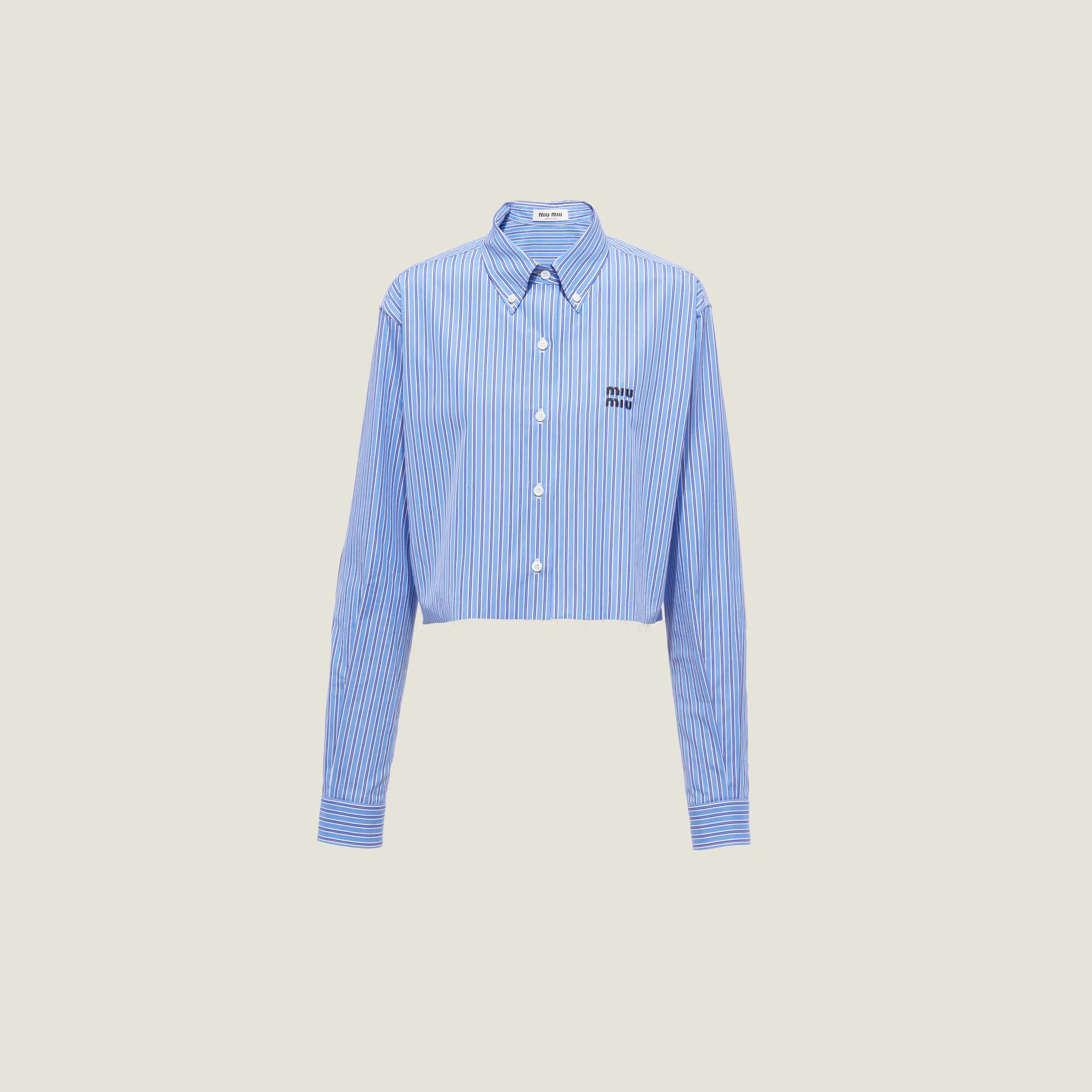 MiuMiu  |Stripes Casual Style Long Sleeves Cotton Elegant Style Logo