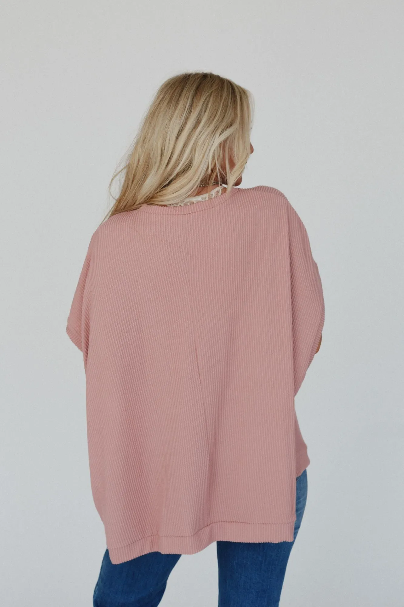 Moon Glow Texture Knit Top - Rose Faded