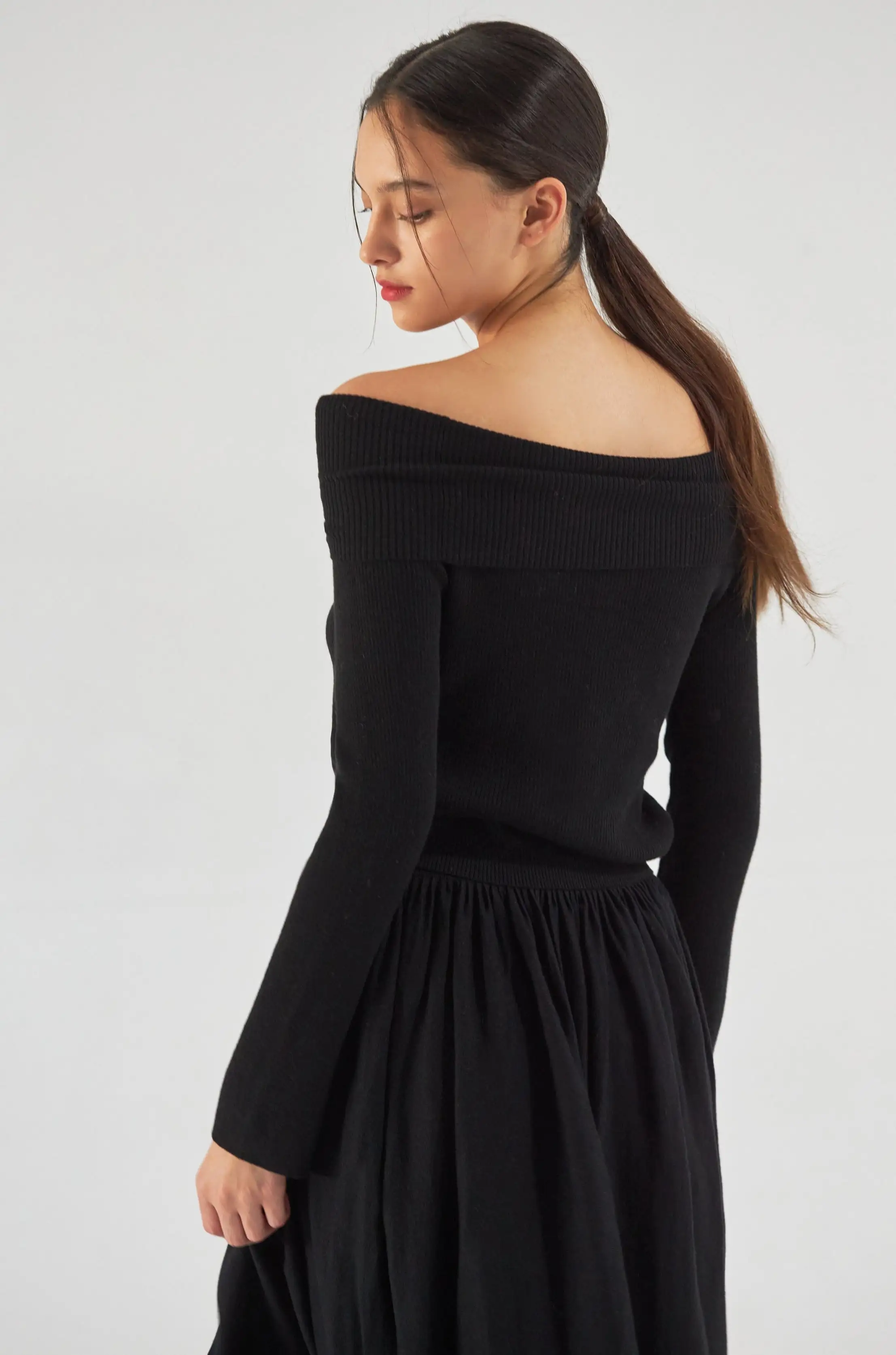 Never easy off shoulder knit top