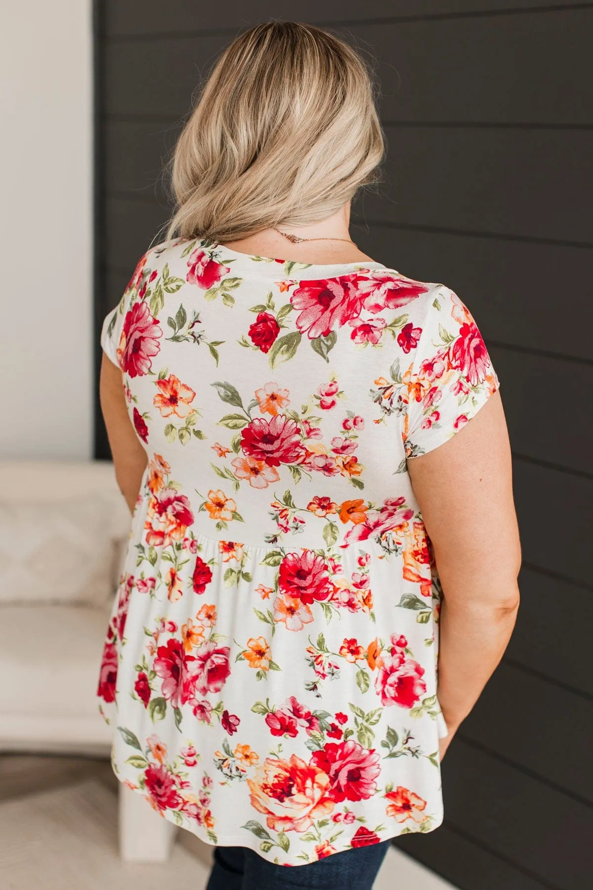 Nice To Know You Floral Babydoll Top- Ivory