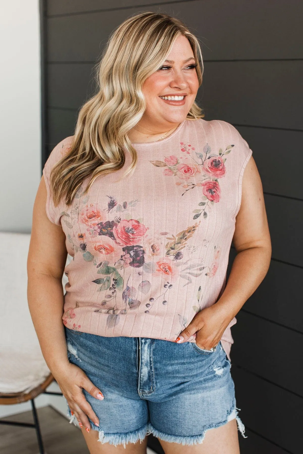 No More Chances Floral Top- Dusty Blush