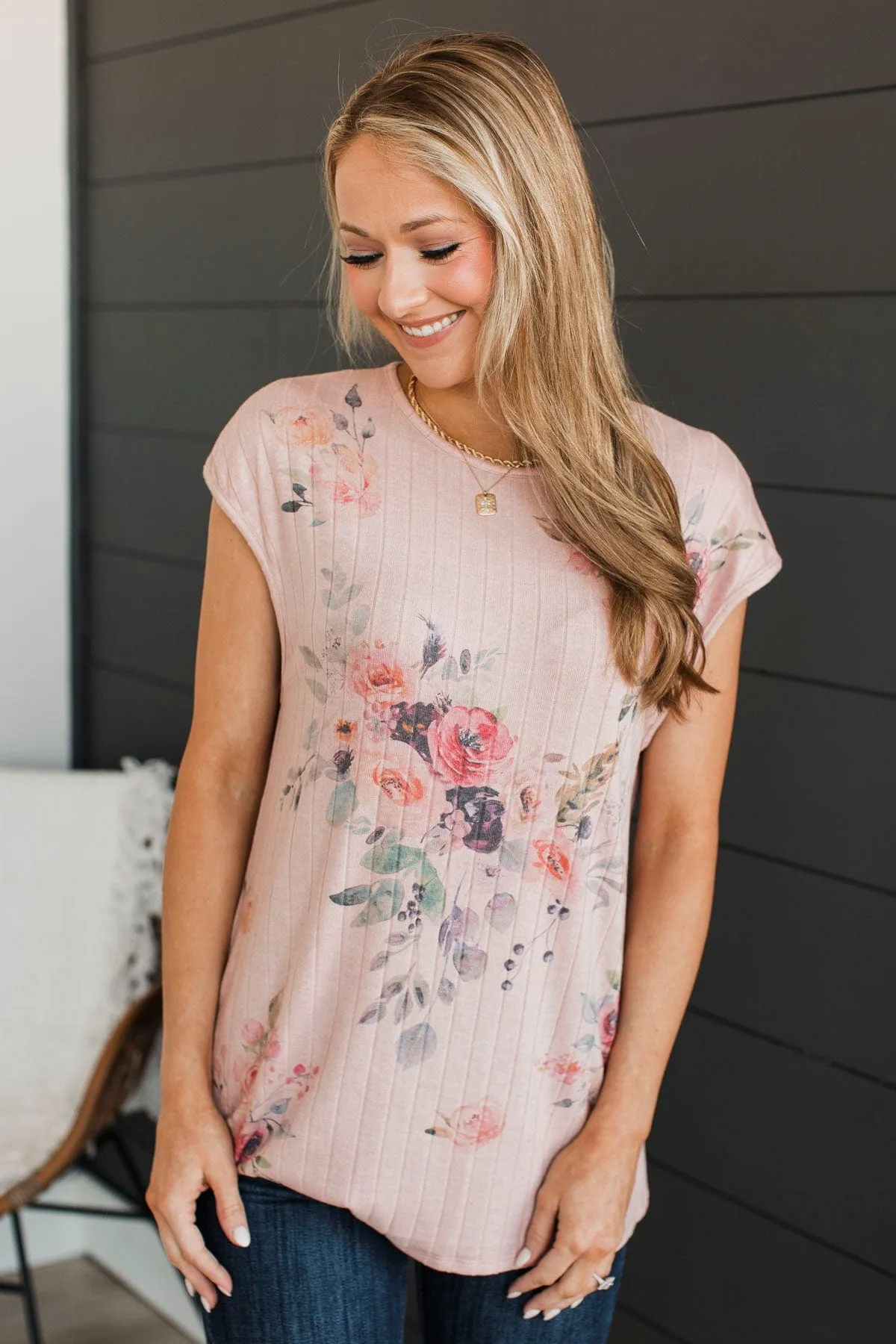 No More Chances Floral Top- Dusty Blush