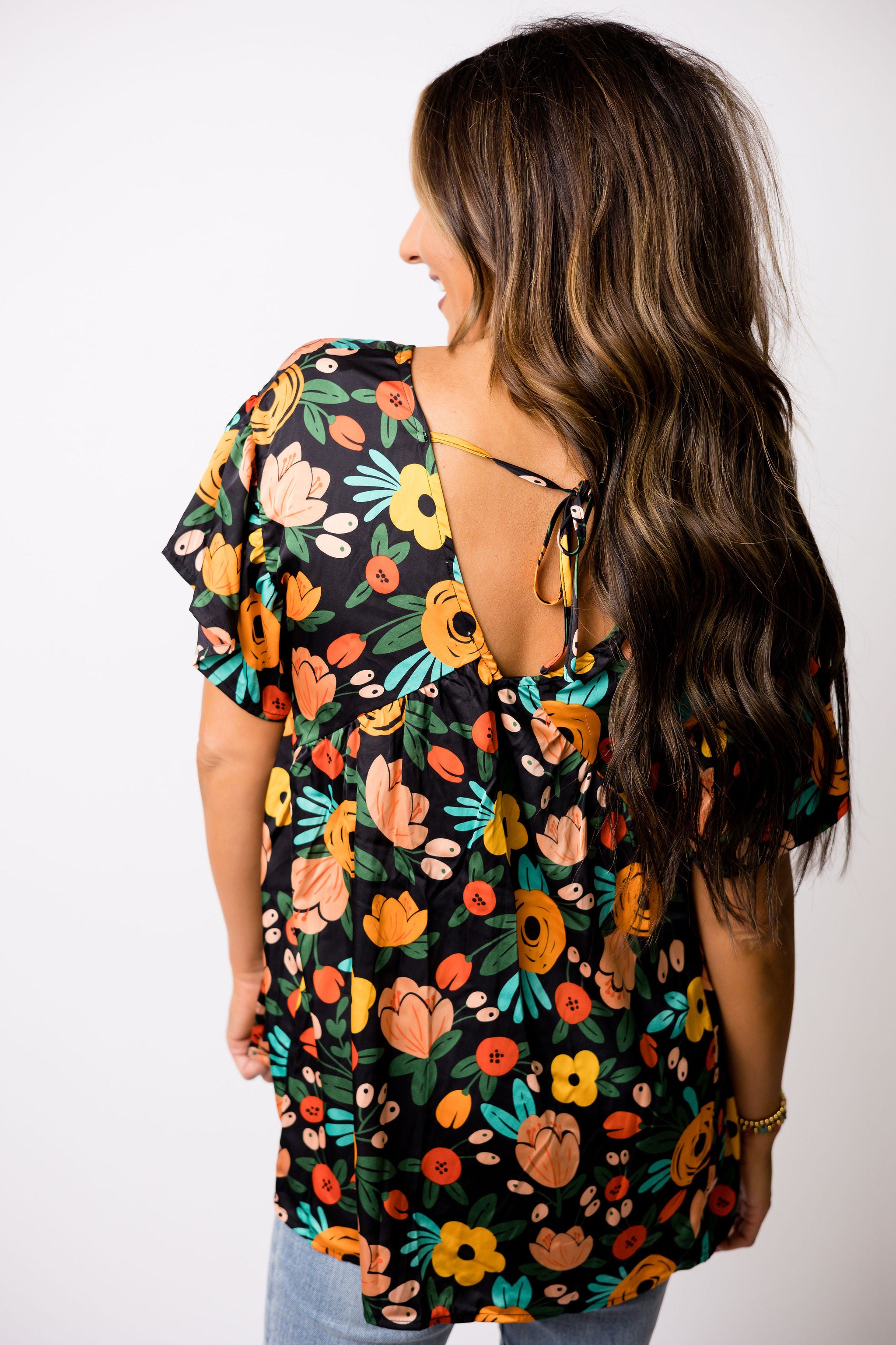 Nowhere to Go Floral Top - Black