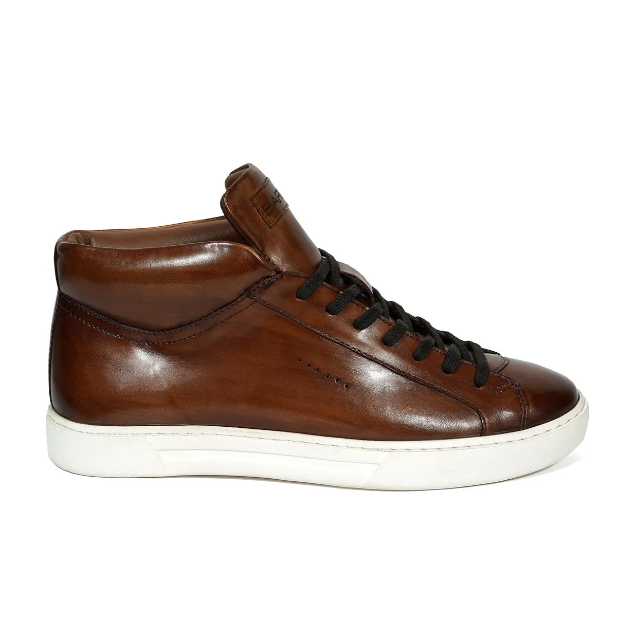 Paint Brush Look Casual Sneaker with Lace-Up Closure in Genuine Brown Leather