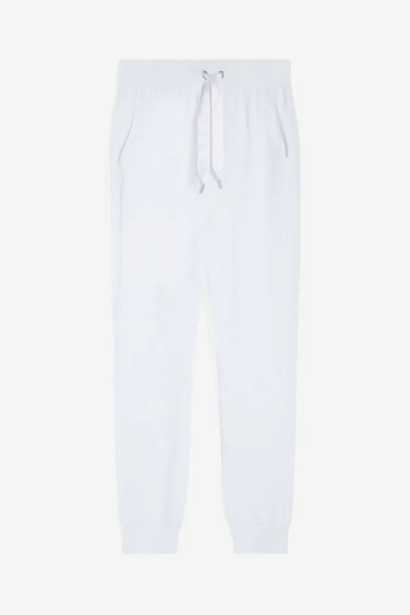 Pantaloni in french terry modal con fondo a polsino donna Bianco